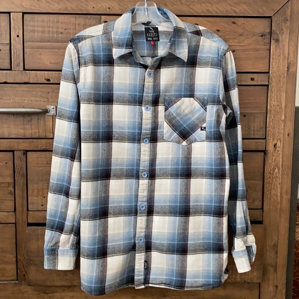 Blue and white Flannel Button Down